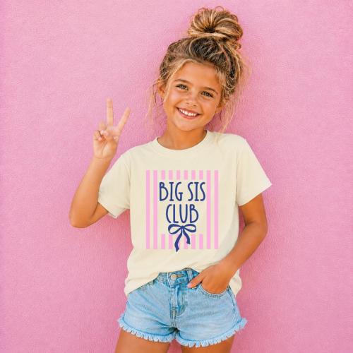 Big Sister Shirt, Big Sis Club TShirt, Gift for New Sister, Promoted to Big Sis, Preppy Girls TShirt, Baby Reveal, Sibling Announcement