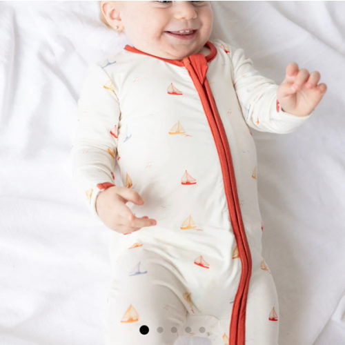 Sailboat Bamboo Convertible Footed Onesie | Elevated Faith