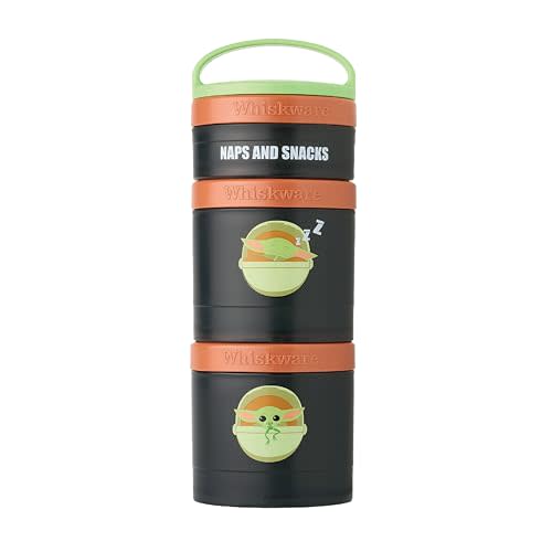Whiskware Star Wars Stackable Snack Containers for Kids and Toddlers, 3 Stackable Snack Cups for School and Travel, The Child NAPS & Snacks - Green/Orange/Grey