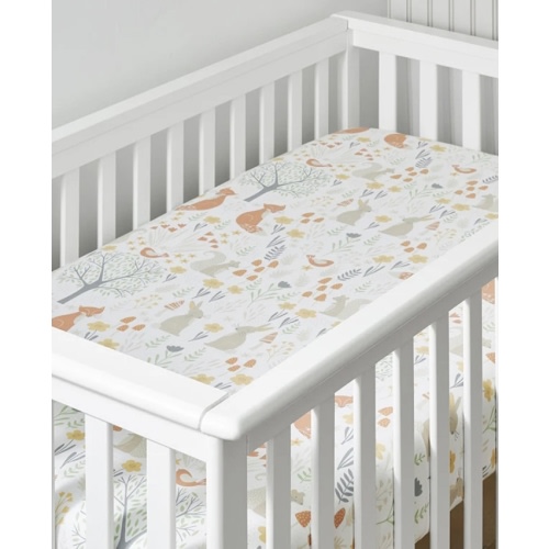 Forest Animals Classic Cool Organic Cotton Percale Fitted Crib Sheet