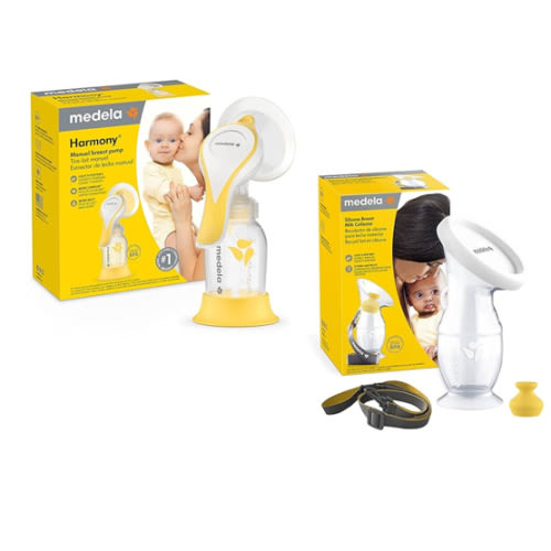 Medela Manual Breast Pump Set - Perfect Pair Bundle, Includes Harmony Manual Breast Pump & Silicone Breastmilk Collector