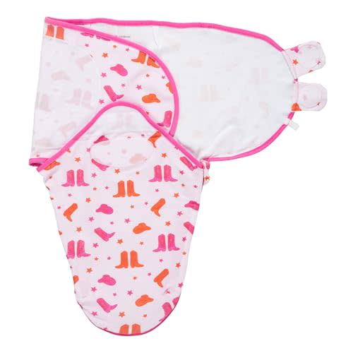 LollyBanks Baby Swaddle for Girls, 100% Organic Cotton Infant Sleep Sack 0-3 Months with Easy Zipper, Gentle and Airy Swaddles for Newborns, Adjustable Baby Sleeping Bag (Pink Boot Print)