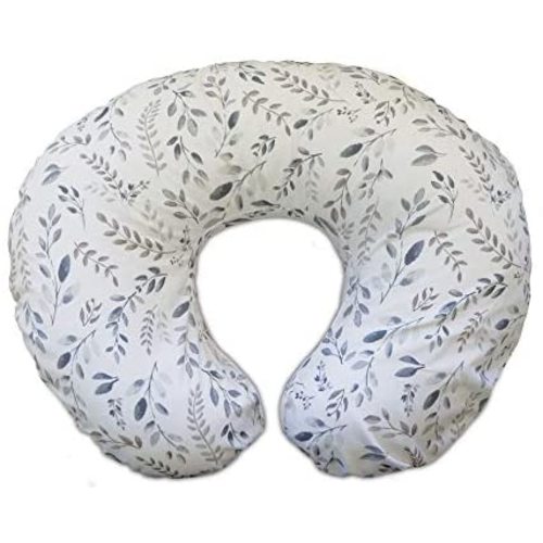 Boppy Original Nursing Pillow & Positioner, Gray Taupe Leaves, Cotton Blend Fabric with Allover Fashion