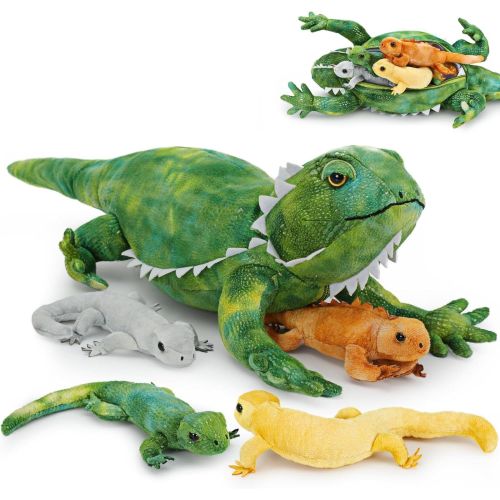 Tezituor 5Pcs Lizard Stuffed Animal 26.3" Giant Lizard Plush with 4 Babies Plush Toy