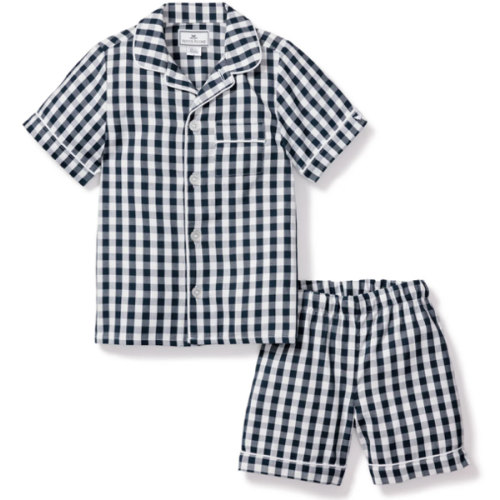 Kid's Twill Short Set in Navy Gingham - size 4