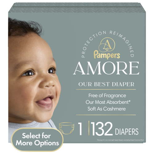 Pampers Amore Baby Diapers Size 1, 132 Count (Select for More Options)