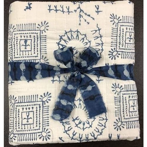 Trade Star Ethnic Authentic Soft Quilt Hand Block Print Baby Blanket 100% Cotton Reversible Quilted Handmade Wrap Quilt Toddler Blanket Warm Indian Design