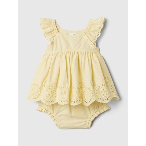 Baby Eyelet Outfit Set in maize yellow, size: 0-3 M