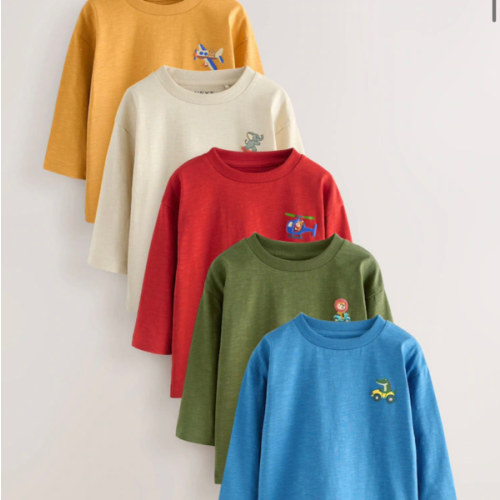Buy Multi Animals on Transport Long Sleeve T-Shirts 5 Pack (3mths-7yrs) from Next USA