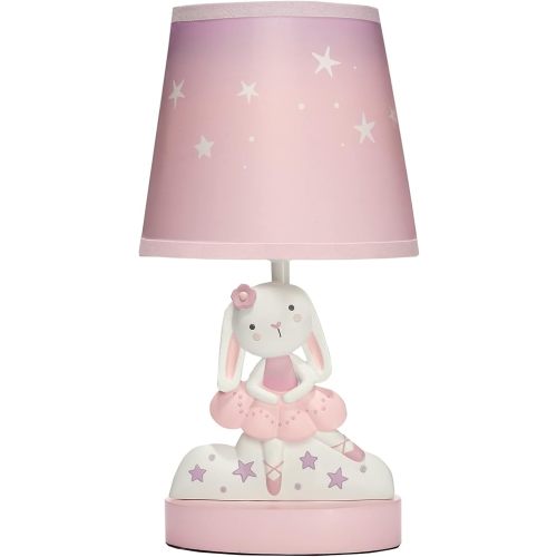 Bedtime Originals Tiny Dancer Bunny & Stars Pink Nursery Lamp with Shade & Bulb