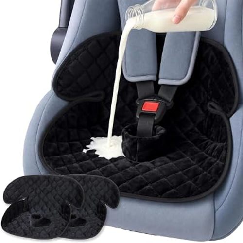 2 Pack Waterproof Piddle Pads, Potty Training Car Seat Protector & Reusable Liner – Non-Slip, Leak-Proof Cover for Car Seats, Strollers, High Chairs, Machine Washable (Black)