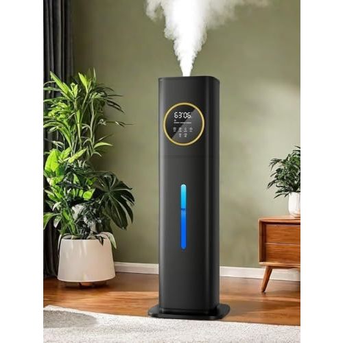 Lacidoll 8L Large Humidifier for Bedroom Large Room Home 800 sq ft, Black | 48H Top Fill Cool Mist Humidifier for Baby Nursery, Humidity Control, Night Light, Essential Oil Tray, Safe for Plants & Pets
