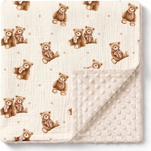 GLLQUEN BABY Muslin Baby Blankets for Boys & Girls, 2-Layer Toddler Blanket