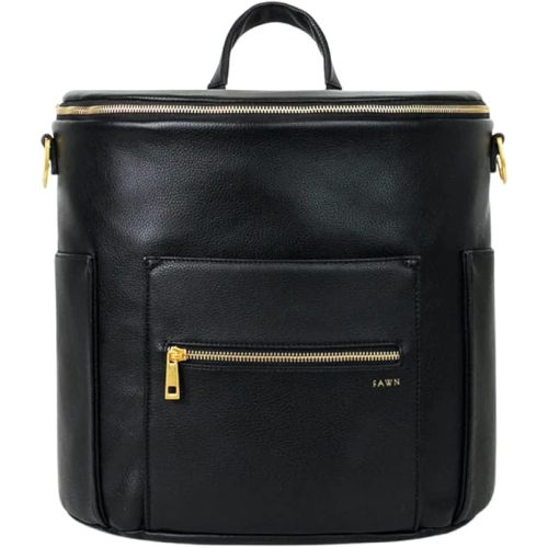 FAWN DESIGN The Original Diaper Bag, Faux Leather Diaper Bag Backpack, Vegan Leather, Large Capacity Baby Bag for Mom