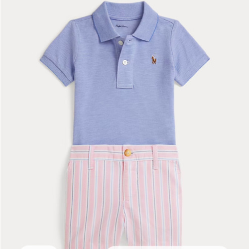 Oxford Mesh Polo Shirt & Striped Short