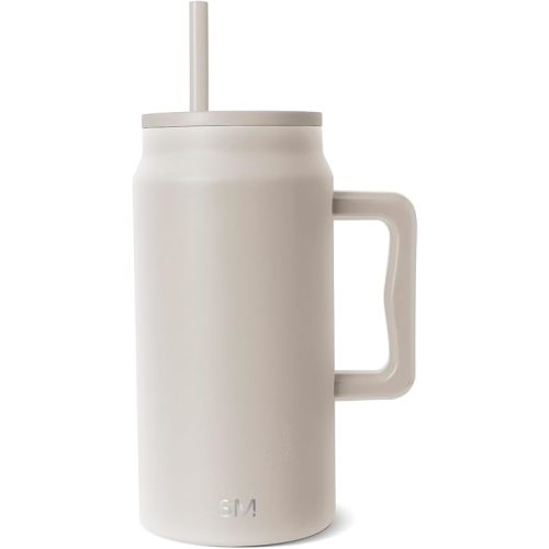 Simple Modern 50 oz Mug Tumbler with Handle and Straw Lid | Reusable Insulated Stainless Steel Large Travel Jug Water Bottle | Gifts for Women Men Him Her | Trek Collection | Almond Birch