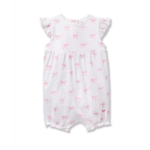 Baby Girl Pima Play Romper in Blushing Bows | Over The Moon