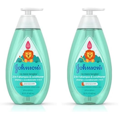 Johnson's No More Tangles 2-in-1 Detangling Hair Shampoo & Conditioner for Kids & Toddlers, Gentle & Tear-Free, Hypoallergenic & Free of Parabens, Phthalates, Sulfates & Dyes, 20.3 fl. oz (Pack of 2)