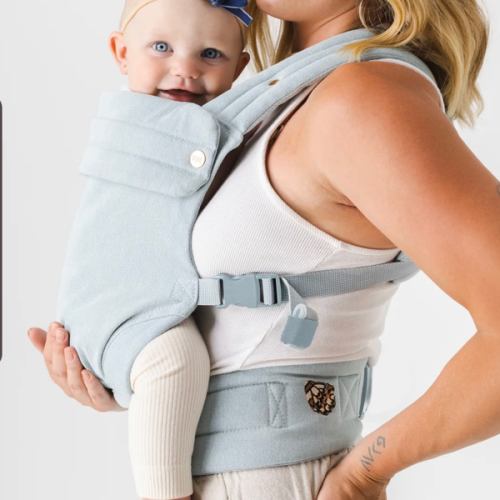 Mabē Monarch Ergonomic Baby Carrier – Premium Cotton Soft Structured Newborn to Toddler Carrier with Hip-Healthy Design, 3 Carry Positions (7-35lbs), Lightweight & Breathable, (Dream Wash Denim)