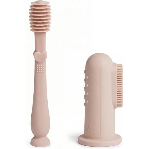 Moonkie Baby Finger Toothbrush Tongue Oral Cleaner Kit for 3 Months +, 2 Pcs (Blush)