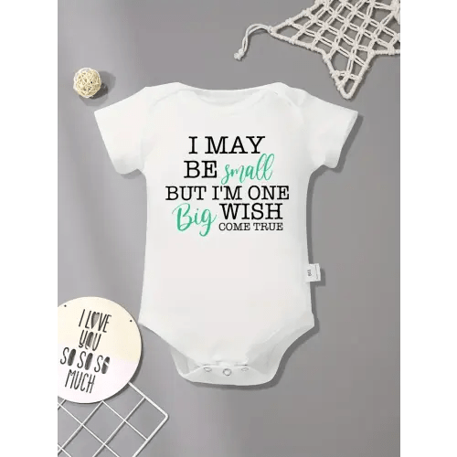 infant's " may small" print bodysuit casual short sleeve - Temu