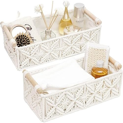HOSROOME Macrame Storage Basket Boho