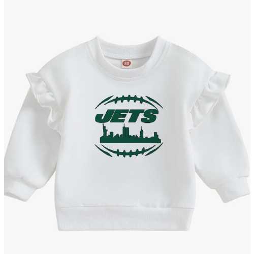 NY Jets Ruffle Sleeve Crewneck  - Baby Jets Football Gear- Jets Shirt -Baby Oversized Sweatshirt  - Gender Neutral - Toddler Jets Shirt