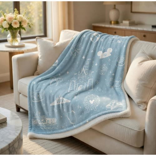 Custom Magical Park Inspired Baby Blanket, Whimsical Mouse Nursery Decor, Sherpa Fleece, Magic Kingdom Kids Baby Girl Blanket