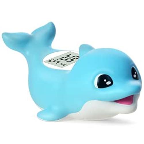 Baby Bath Thermometer for Newborn – Digital Bathtub Water Temperature Thermometer – Floating Dolphin Bath Toy, °C/°F Display, Waterproof & BPA-Free