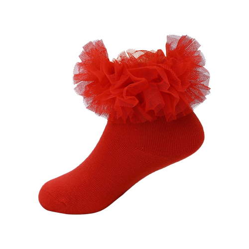 Wxirdiow Toddler Girls Crew Socks Ruffle Socks For Toddler Baby Girls Double Frilly Lace Dress Socks Kids Ankle Tutu Socks Red Size,0-6 Months