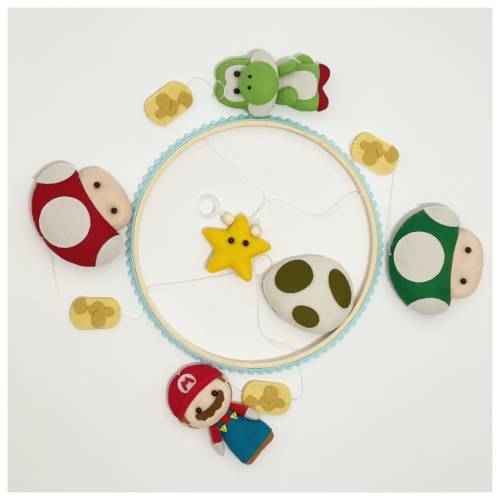 Mario Bros Mobile - Yoshi Mobile - Felt Mobile - Baby Mobile - Felt Mobile - Baby crib - Baby bed - Personalized Baby Mobile - Super Mario