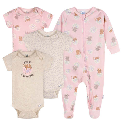 4-Pack Baby Girls Teacup Kittens Onesies® Bodysuits and Sleep 'N Play – Gerber Childrenswear