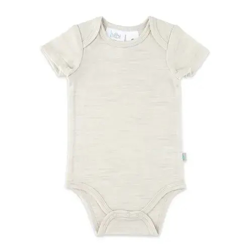 Bilbi Bodysuit Short Sleeve Merino Essentials Natural | Baby Bunting AU