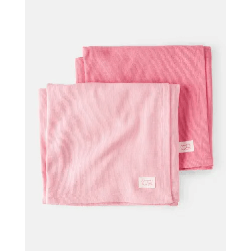 Baby Girl 2-Pack Waffle Knit Blankets - Pink | Carter's