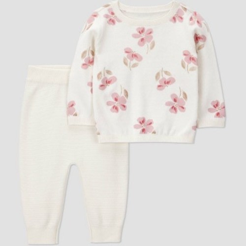 Carter's Just One You® Baby Girls' 2pc Floral Sweater and Jogger Pants Set - Cream 12M