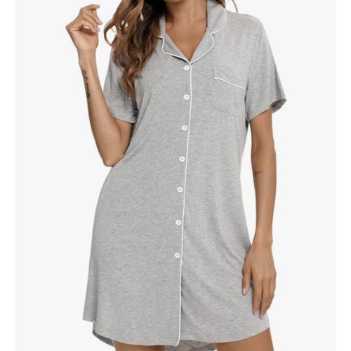 Anjue Short Sleeve Button Down Pajama Nightgowns for Women S-XXL