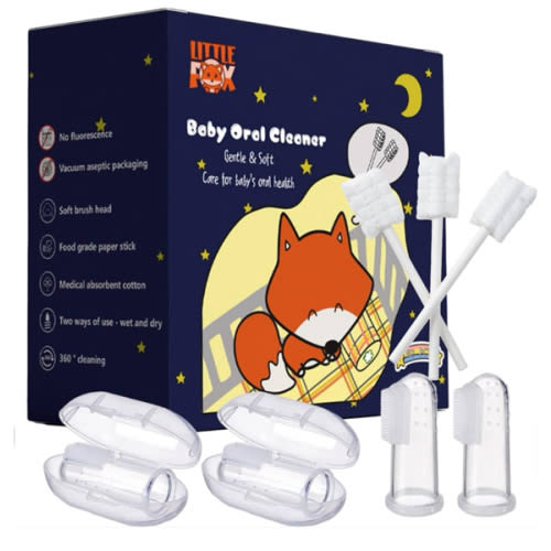[60 Pcs] Little Fox Baby Oral Newborn Toothbrush, Disposable Tongue and Gum Cleaner, Infant Oral Care and Cleaning for 0-36 Month Baby