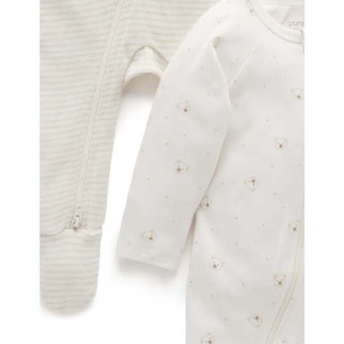 2 Pack Zip Footie Vanilla Bear Pack - Purebaby | Maisonette