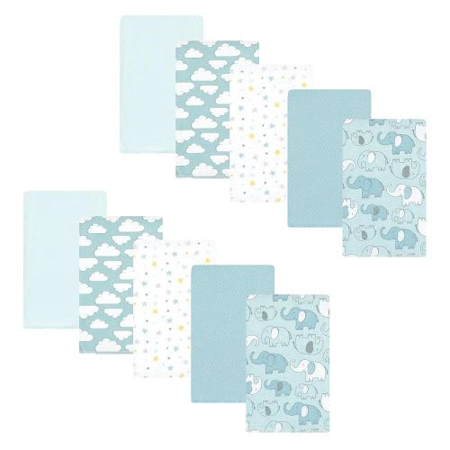 Hudson Baby Unisex Baby Cotton Flannel Burp Cloths, Boy New Elephant 10-Pack, One Size