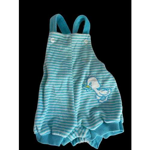 Vintage Babygro Gerber Overalls Terry Cloth Boys Girls Blue Stripe Duck 3-6M