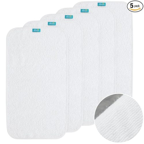 Changing Pad Liner 5 Count, Waterproof Larger Changing Pad Cover 28" X 15", Cotton Terry, Absorbent & Skin-Friendly Changing Pad Liners (Solid Improved Thickness)
