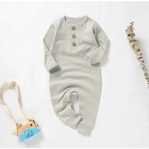 Organic Cotton Button Baby Romper: Teal | The Brave Fox