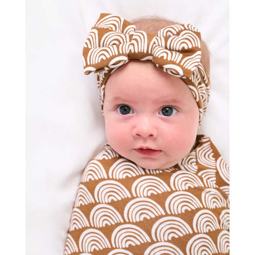 Rust Rainbows Swaddle & Luxe Bow Headband Set - Little Sleepies