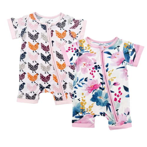 Bow Dream Baby Girl Romper 2 pack Bamboo Rayon Baby Clothes Baby Girl Short Sleeve Jumper Baby Girls’s One-Piece Rompers Summer 6-12 Months