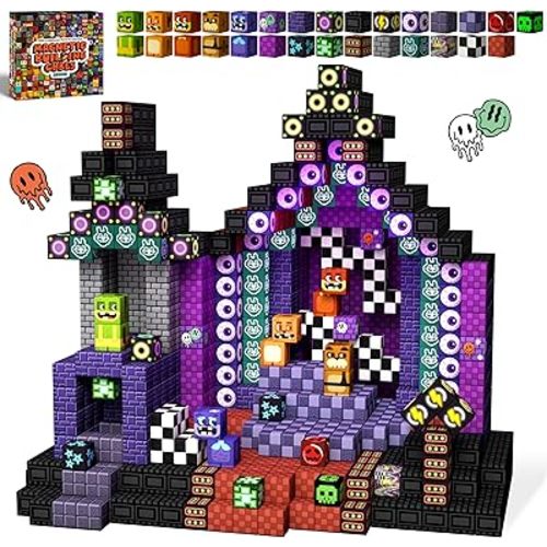 idoot 100PCS Magnetic Blocks Monster Bear Montessori STEM Toys, Build MagWonder with Building Construction Playset, Halloween and Birthday Gifts for 5 Year Old Boys