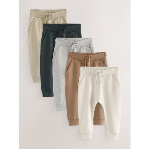 Stone/Tan Brown/Grey Skinny Fit Joggers 5 Pack (3mths-7yrs)