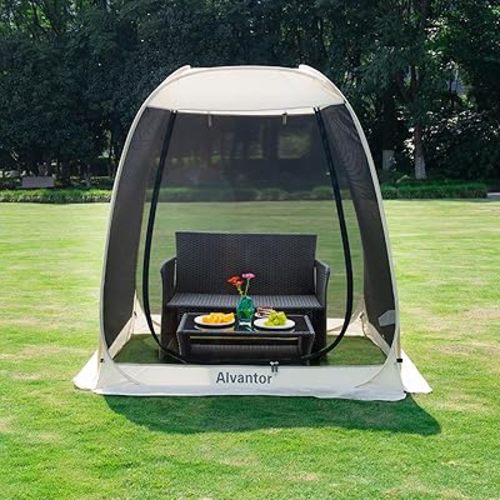Alvantor Pop Up Screen House Gazebo with Mosquito Netting, Instant UV Resistant Sun Shelter for Patio & Backyard, Portable Canopy Tent for 2-10 Person