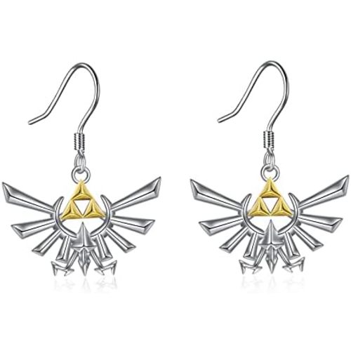 YFN Game Earrings Sterling Silver Anime Dangle Drop Earrings Triforce Jewelry Gifts for Women Girls