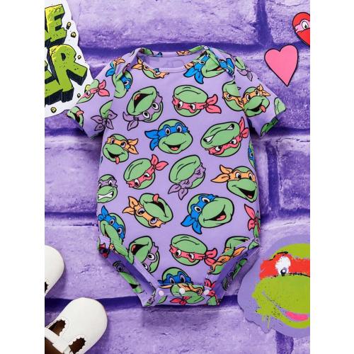 TEENAGE MUTANT NINJA TURTLES | SHEIN Baby Girl Casual Printed Short Sleeve Bodysuit For Summer | SHEIN USA