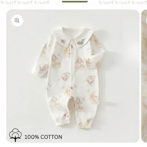 100% Cotton Long Sleeve Snap-Up Romper - Dream Bunny – Organic Cotton Clubs